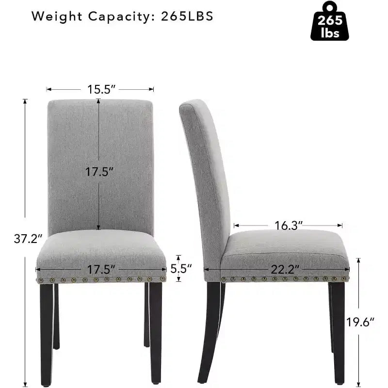 2 chaises de salle à manger rembourrées avec pieds en bois, chaises modernes sans accoudoirs pour salle à manger, cuisine, restaurant, salon, capacité de poids de 120 kg
