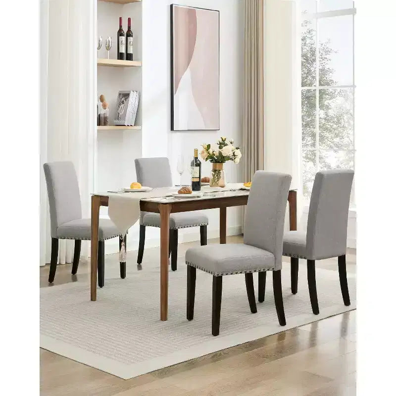 2 chaises de salle à manger rembourrées avec pieds en bois, chaises modernes sans accoudoirs pour salle à manger, cuisine, restaurant, salon, capacité de poids de 120 kg