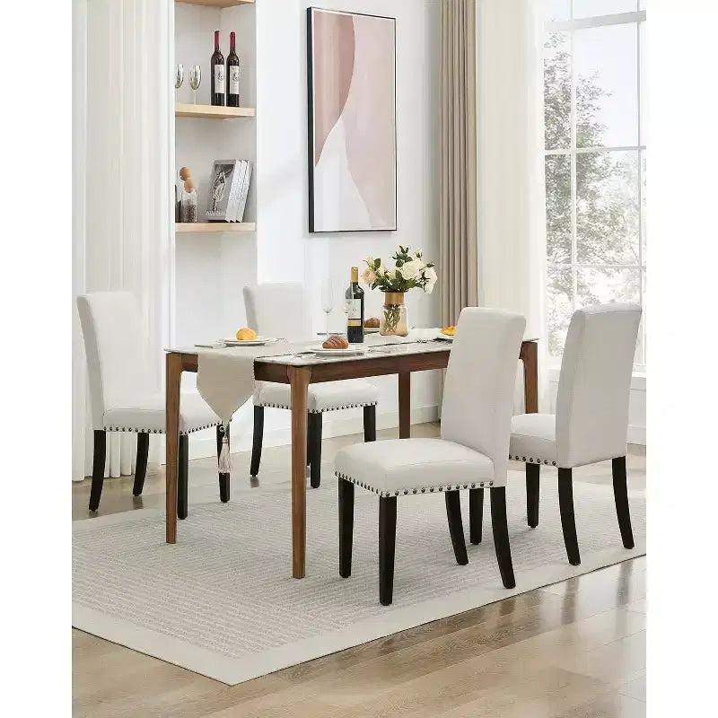 2 chaises de salle à manger rembourrées avec pieds en bois, chaises modernes sans accoudoirs pour salle à manger, cuisine, restaurant, salon, capacité de poids de 120 kg