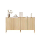 Buffet de salle à manger cannelé de 147 cm, meuble bar à café d'appoint avec étagères réglables, buffet en bois, console d'entrée