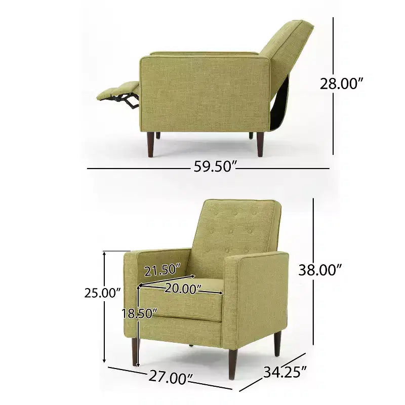 GDFStudio Mason Fauteuils inclinables capitonnés à dossier basculant de style moderne du milieu du siècle