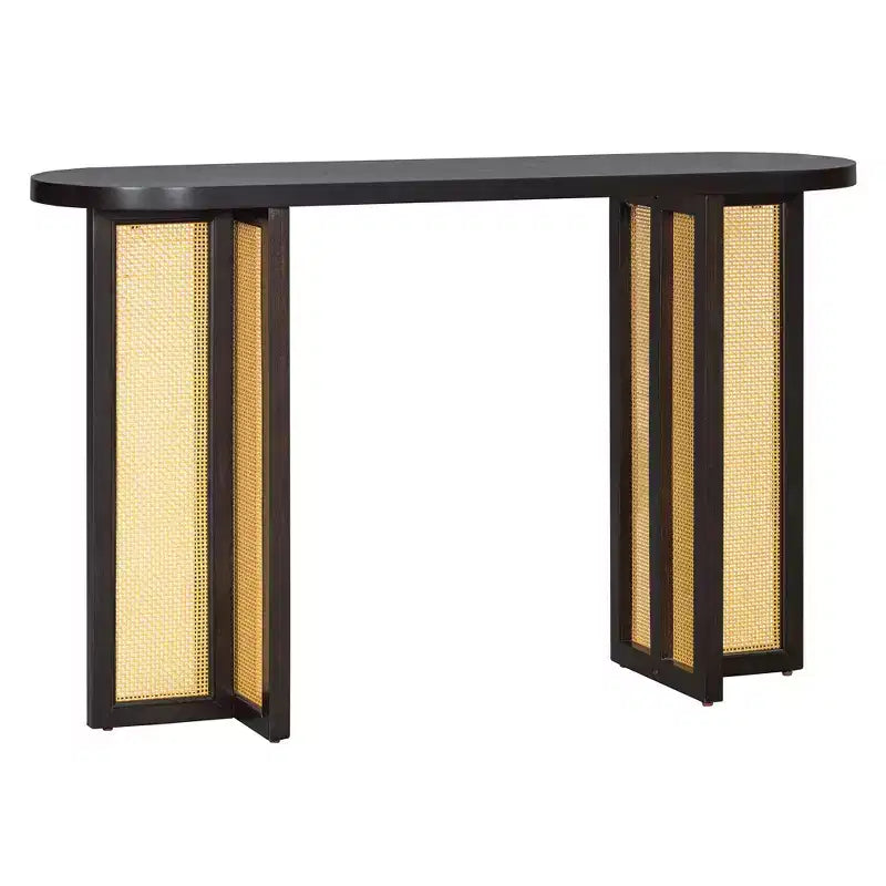 MAYEERTY Table Console Étroite en Rotin avec Rangement pour Salon Couloir Espresso