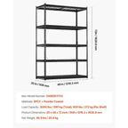 Étagères de Rangement VEVOR, 1360 kg, Étagères de Garage Robustes à 5 Niveaux, Étagères Métalliques Réglables 50,8 P x 121,9 L x 182,9 H, Noires