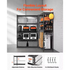 Étagères de Rangement VEVOR, 1134 kg, Étagère de Garage Robuste à 5 Niveaux, Étagères Métalliques Ajustables 45,7 P x 121,9 L x 182,9 H, Noires