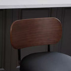 CLIHOME Lot de 2 tabourets de bar pivotants, 26" de hauteur, rembourrés en similicuir, avec dossier en noyer et pieds en bois courbé