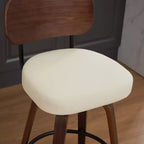 CLIHOME Lot de 2 tabourets de bar pivotants, 26" de hauteur, rembourrés en similicuir, avec dossier en noyer et pieds en bois courbé