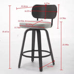CLIHOME Lot de 2 tabourets de bar pivotants, 26" de hauteur, rembourrés en similicuir, avec dossier en noyer et pieds en bois courbé
