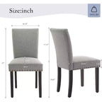 Lot de 2 chaises de salle à manger, chaises rembourrées pour salle à manger, chaises de cuisine en tissu avec pieds en bois cloutés et coussin rembourré, pour salon