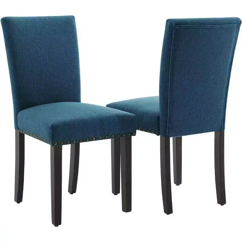 Lot de 2 chaises de salle à manger, chaises rembourrées pour salle à manger, chaises de cuisine en tissu avec pieds en bois cloutés et coussin rembourré, pour salon