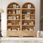 Meuble de rangement haut en bois de 72 po avec arches, garde-manger de cuisine avec étagère ouverte et tiroir, bibliothèque et placard à arches à 6 niveaux avec étagères réglables