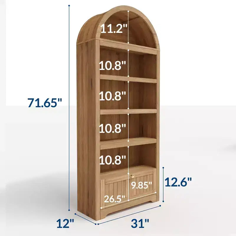Meuble de rangement haut en bois de 72 po avec arches, garde-manger de cuisine avec étagère ouverte et tiroir, bibliothèque et placard à arches à 6 niveaux avec étagères réglables