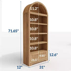 Meuble de rangement haut en bois de 72 po avec arches, garde-manger de cuisine avec étagère ouverte et tiroir, bibliothèque et placard à arches à 6 niveaux avec étagères réglables