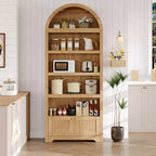 Meuble de rangement haut en bois de 72 po avec arches, garde-manger de cuisine avec étagère ouverte et tiroir, bibliothèque et placard à arches à 6 niveaux avec étagères réglables
