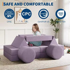 Canapé modulable GustoWave pour enfants avec housses en velours lavables, 13 pièces, château fort, canapé convertible en mousse pour enfant