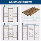 Étagère industrielle à 5 niveaux – Tablettes en bois réglables et cadre métallique robuste, capacité de 45 kg, organiseur de rangement large