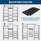 Étagère industrielle à 5 niveaux – Tablettes en bois réglables et cadre métallique robuste, capacité de 45 kg, organiseur de rangement large