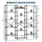 Étagère industrielle à 5 niveaux – Tablettes en bois réglables et cadre métallique robuste, capacité de 45 kg, organiseur de rangement large