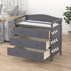 Table à langer à 3 tiroirs, table à langer en bois, commode à langer pour bébé avec 3 tiroirs, barrière de sécurité et sangle pour chambre à coucher, chambre de bébé