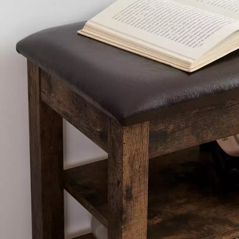 Banc de rangement avec coussin, banc à chaussures avec rangement caché, organiseur de chaussures à 3 niveaux pour entrée - ModernLuxe