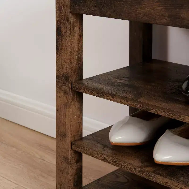 Banc de rangement avec coussin, banc à chaussures avec rangement caché, organiseur de chaussures à 3 niveaux pour entrée - ModernLuxe