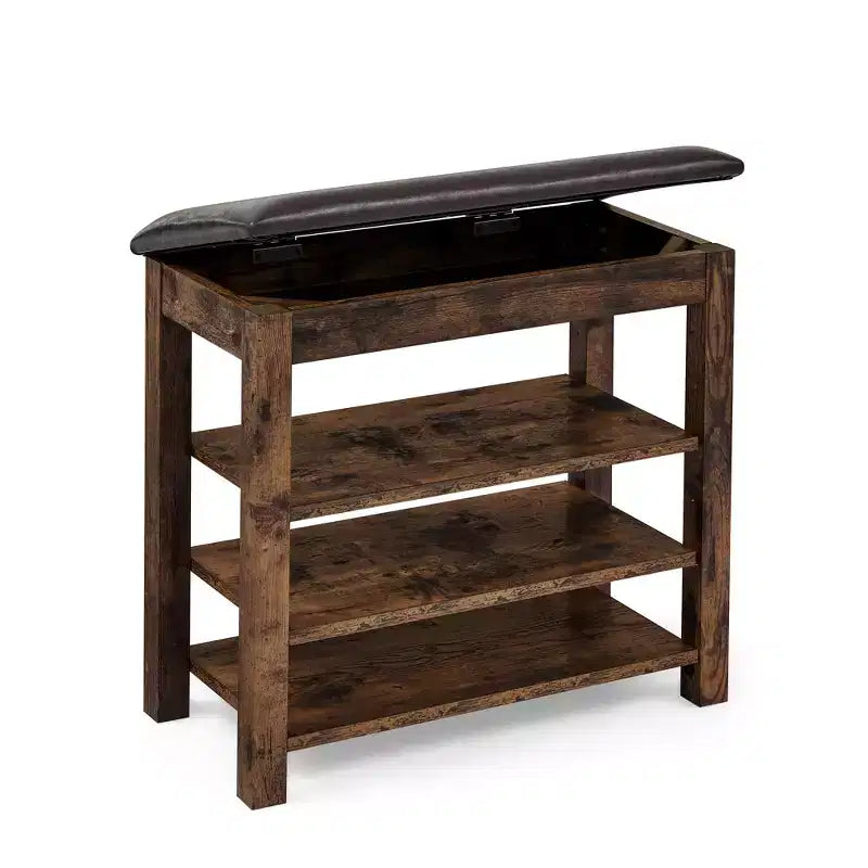 Banc de rangement avec coussin, banc à chaussures avec rangement caché, organiseur de chaussures à 3 niveaux pour entrée - ModernLuxe