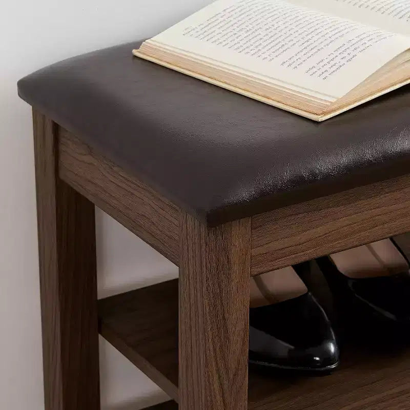 Banc de rangement avec coussin, banc à chaussures avec rangement caché, organiseur de chaussures à 3 niveaux pour entrée - ModernLuxe