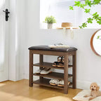 Storage Bench with Cushion, Shoe Changing Bench with Hidden Storage, 3-Tier Shoe Organizer for Entryway - ModernLuxe