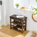 Banc de rangement avec coussin, banc à chaussures avec rangement caché, organiseur de chaussures à 3 niveaux pour entrée - ModernLuxe