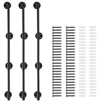 VEVOR Industrial Pipe Shelf, 4 Tier 3PCS, 11.8in Applicable Board Width Wall-Mount Floating Rustic Wood Shelves Bracket Bookshelf, Black
