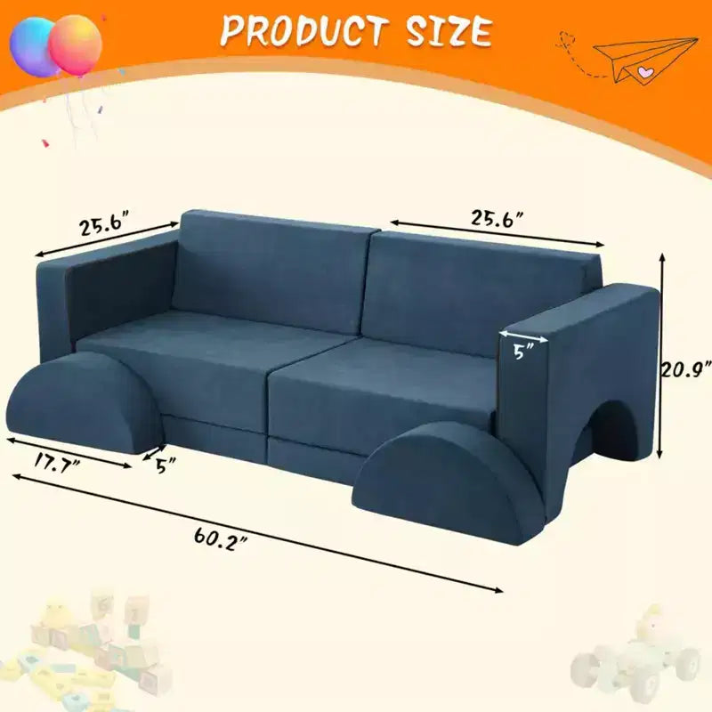 GustoWave Canapé Modulable 8 Pièces pour Enfants, Canapé de Jeu Modulable, Canapé Convertible pour Enfants avec Housse Amovible