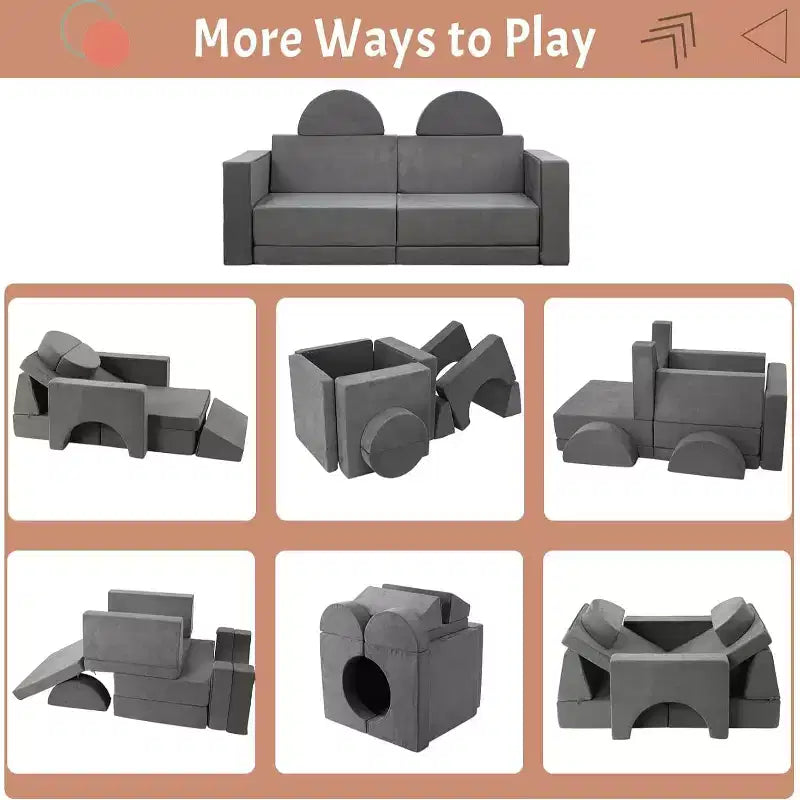 GustoWave Canapé Modulable 8 Pièces pour Enfants, Canapé de Jeu Modulable, Canapé Convertible pour Enfants avec Housse Amovible