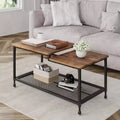 Coffee table,industrial living room table,2-story rustic middle table with mesh frame,rectangular coffee table,metal frame, easy to install