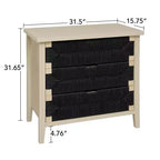 Meuble en bois GDFStudio Mona moderne de 80 cm en corde tressée avec 3 tiroirs