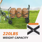 Chariot pliant pliable avec roues tout-terrain Chariot utilitaire robuste pour le camping et le shopping Capacité de 150 kg (petit - noir)