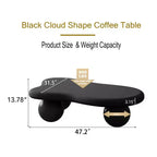 Table basse en forme de nuage de 47 po avec 3 pieds sphériques pour le salon