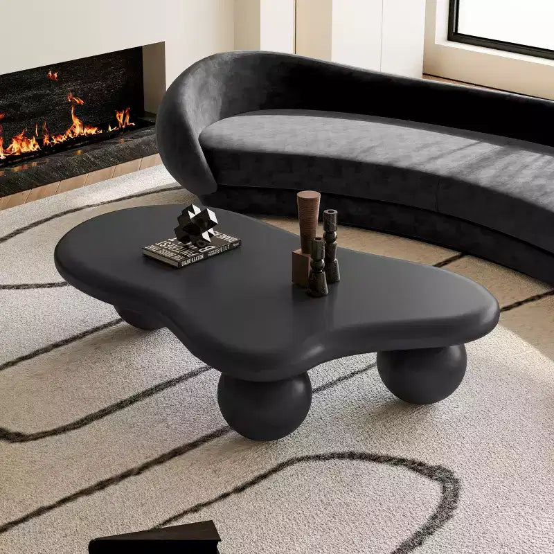 Table basse en forme de nuage de 47 po avec 3 pieds sphériques pour le salon