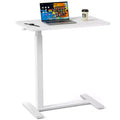 Adjustable Mobile Overbed Table with Wheels, Rolling Laptop Computer Desk and Mobile Standing Table for Home and Hospital-27.5 x 15.7 x 43.3(White)
