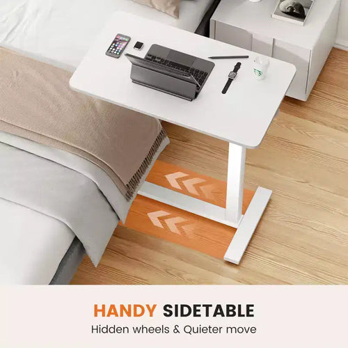 Table de lit mobile réglable avec roulettes, bureau d'ordinateur portable roulant et table debout mobile pour la maison et l'hôpital - 27,5 x 15,7 x 43,3 (blanc)