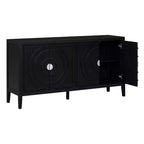 MAYEERTY Buffet Rétro Porte avec Rainure Circulaire Poignée de Porte Ronde en Métal pour Entrée Salle à Manger Noir