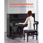 Banc de piano VEVOR, 56 x 35 x 48 cm, tabouret de piano pour clavier avec coussin rembourré haute densité, compartiment de rangement pour livres de musique, noir