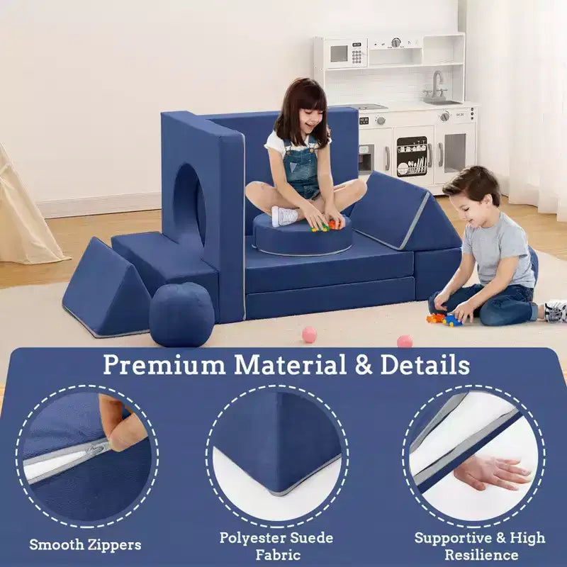 Canapé Enfant GustoWave 12 pièces, Canapé Modulaire pour Enfants stimulant la Créativité, Canapé Sectionnel pour Enfants, Canapé pour Tout-petits