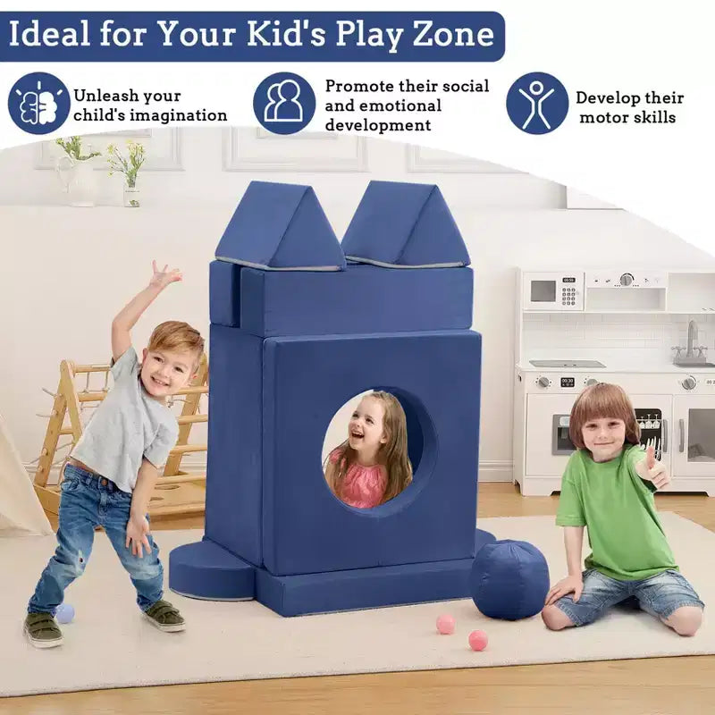 Canapé Enfant GustoWave 12 pièces, Canapé Modulaire pour Enfants stimulant la Créativité, Canapé Sectionnel pour Enfants, Canapé pour Tout-petits