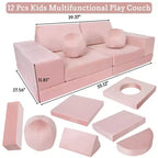 Canapé Enfant GustoWave 12 pièces, Canapé Modulaire pour Enfants stimulant la Créativité, Canapé Sectionnel pour Enfants, Canapé pour Tout-petits