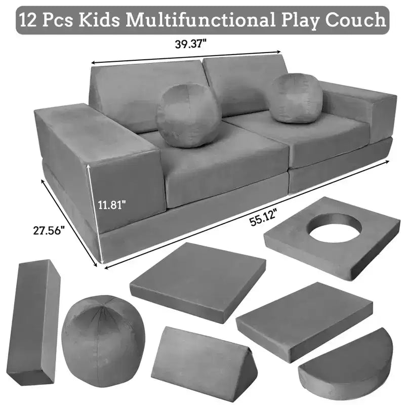 Canapé Enfant GustoWave 12 pièces, Canapé Modulaire pour Enfants stimulant la Créativité, Canapé Sectionnel pour Enfants, Canapé pour Tout-petits