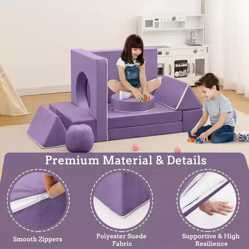 Canapé Enfant GustoWave 12 pièces, Canapé Modulaire pour Enfants stimulant la Créativité, Canapé Sectionnel pour Enfants, Canapé pour Tout-petits