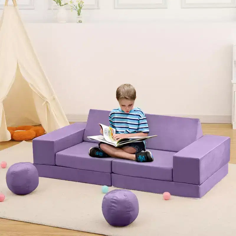 Canapé Enfant GustoWave 12 pièces, Canapé Modulaire pour Enfants stimulant la Créativité, Canapé Sectionnel pour Enfants, Canapé pour Tout-petits