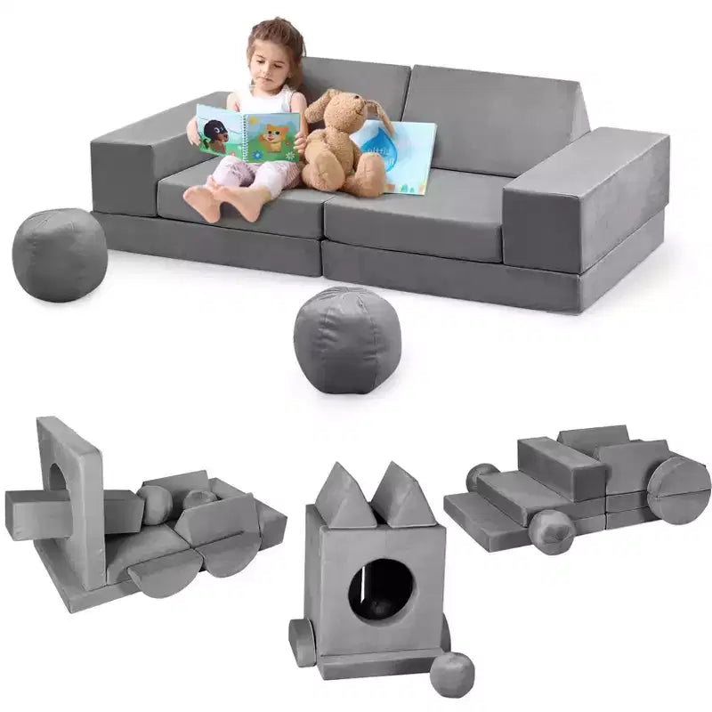 GustoWave Kids Couch 12PCS, Modular Kids Play Couch for Inspiring Child Creativity, Toddler Couch Child Sectional Sofa