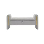 TUYOHW Banc de bout de lit moderne avec accoudoirs et rangement, grand repose-pieds rembourré, banc de fenêtre confortable pour le salon, gris