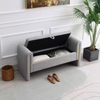 TUYOHW Banc de bout de lit moderne avec accoudoirs et rangement, grand repose-pieds rembourré, banc de fenêtre confortable pour le salon, gris