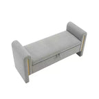 TUYOHW Banc de bout de lit moderne avec accoudoirs et rangement, grand repose-pieds rembourré, banc de fenêtre confortable pour le salon, gris